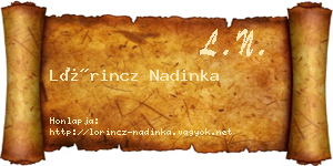 Lőrincz Nadinka névjegykártya