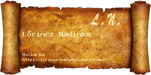 Lőrincz Nadinka névjegykártya